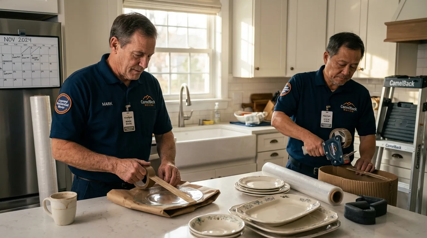 Professional crew packing kitchen dishware in Steinhatchee, FL